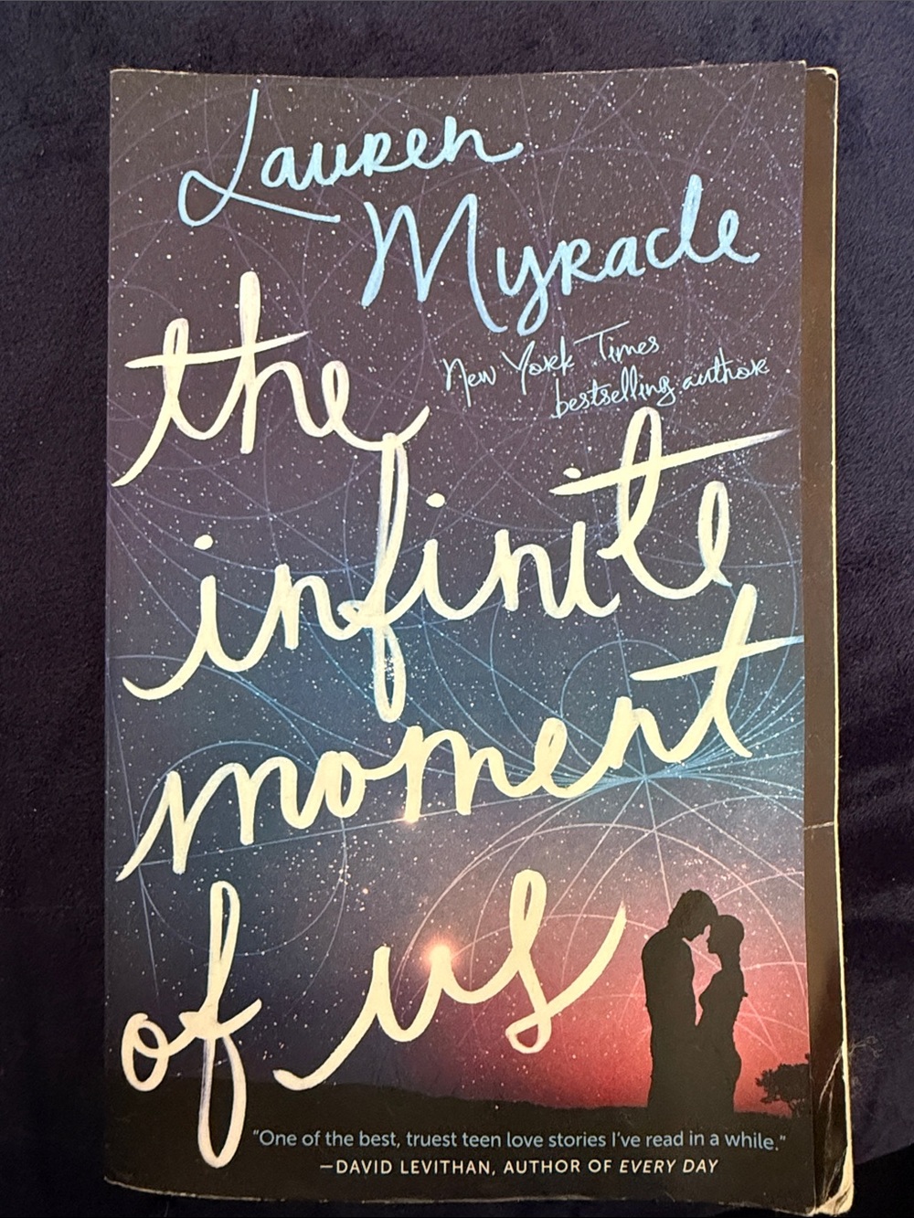 The Infinite Moment of Us by Lauren Myracle - Navy & Pink Cover